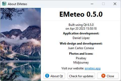 Imagen de la ventana de información de EMeteo